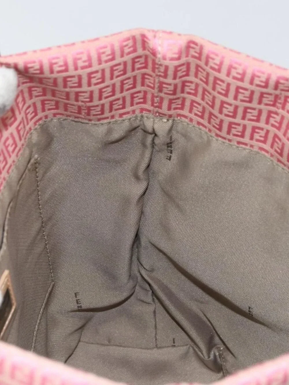 FENDI Zucchino Canvas Tote Bag Pink Silver - Picture 12 of 16